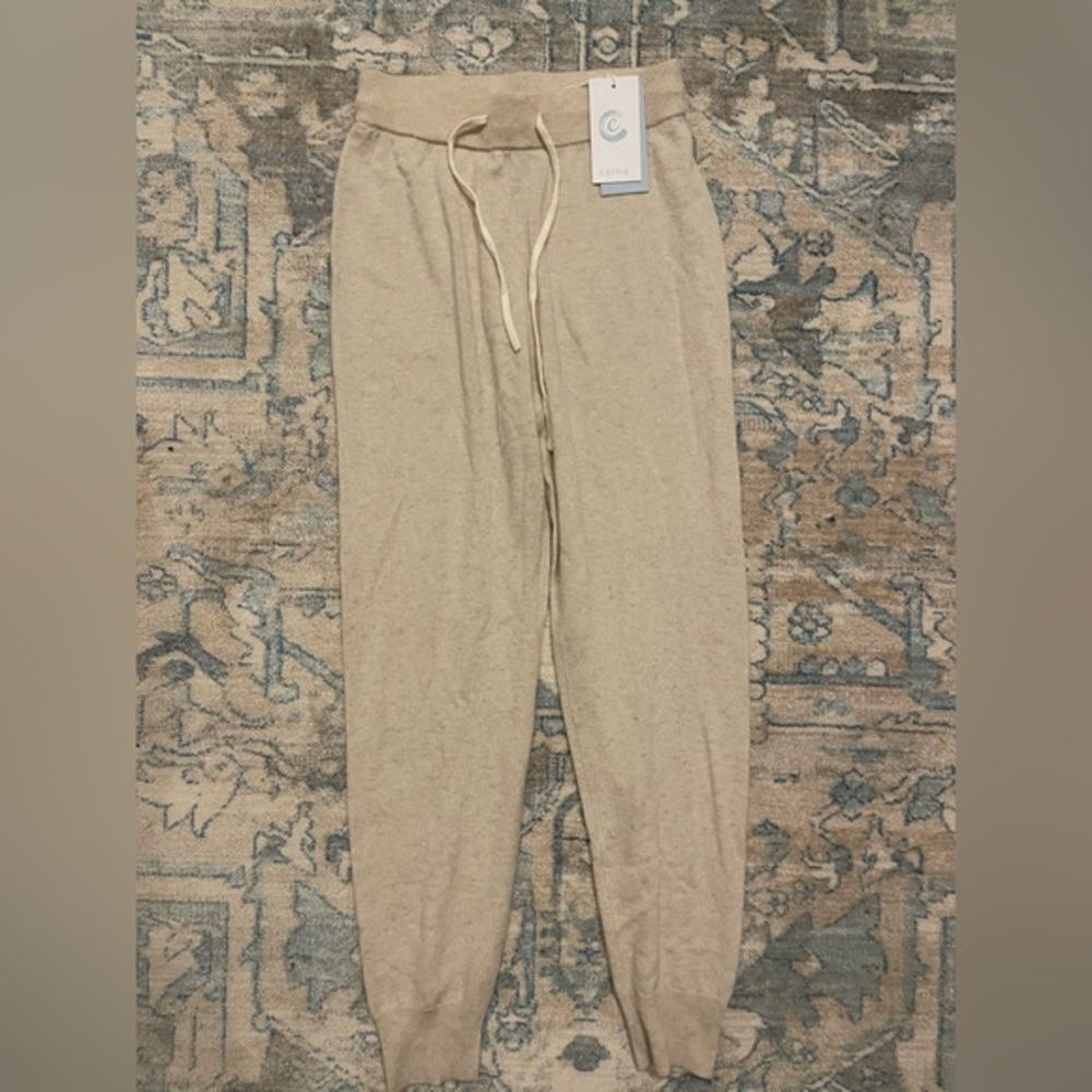Calme By Johnny Was Cashmere Spring Jogger Taupe Women's L NWT $298‎